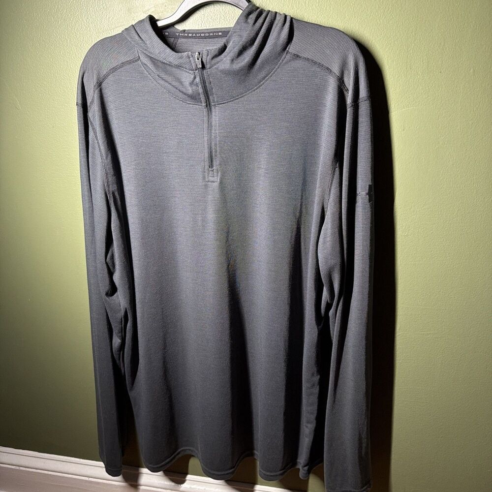 Under Armour Men 2XL Threadborne HeatGear 1/4 Zip Pullover Charcoal Grey Heather